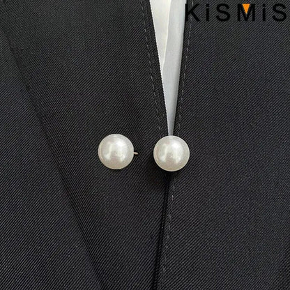 KISMIS 1/2/4Pcs Double Pearl Pins for Women Designer Female Brooches Clothing Accessories Simulated Pearl Sweater Knit Shirt Jewelry