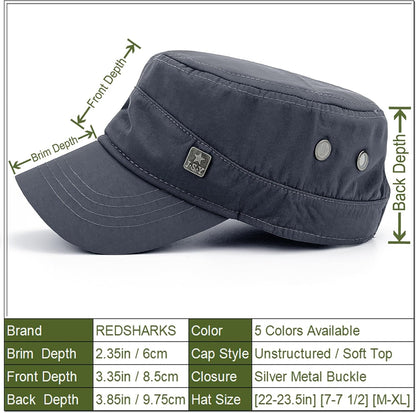Polyester Water Resistant Military Caps for Men Quick Dry Cadet Hats for Women Army Cap Flat Top Dad Hat