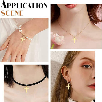 10 Pcs Craft Supplies Real 18K Gold Plated Beads Charms Pendants Cross Charms for Jewelry Making Crafting