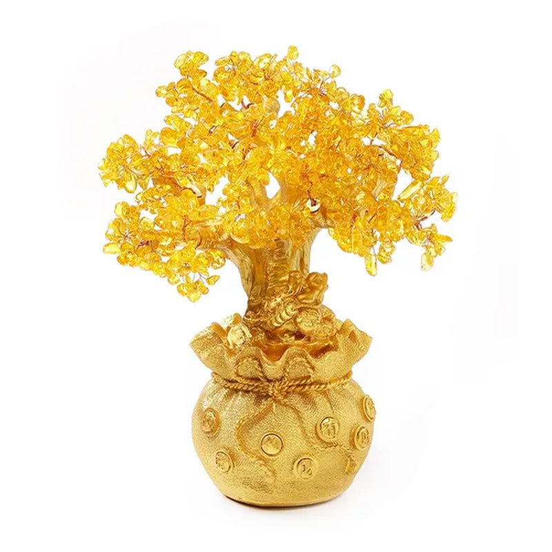 3 Size Festival Holiday Gifts Natural Citrine Quartz Crystal Money Tree in for Wealth Money Bay Lucky Tree