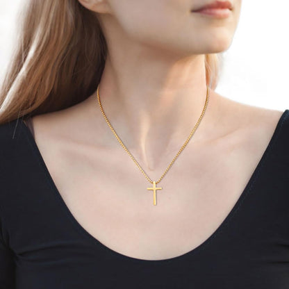 Valentines Gifts for Him - Cross Necklace for Men, Silver/Gold/Black Mens Cross Necklaces with 2.5Mm Cross Chain and Stainless Steel Cross Pendant, Box Chain 16-24 Inch, Jewelry Gift