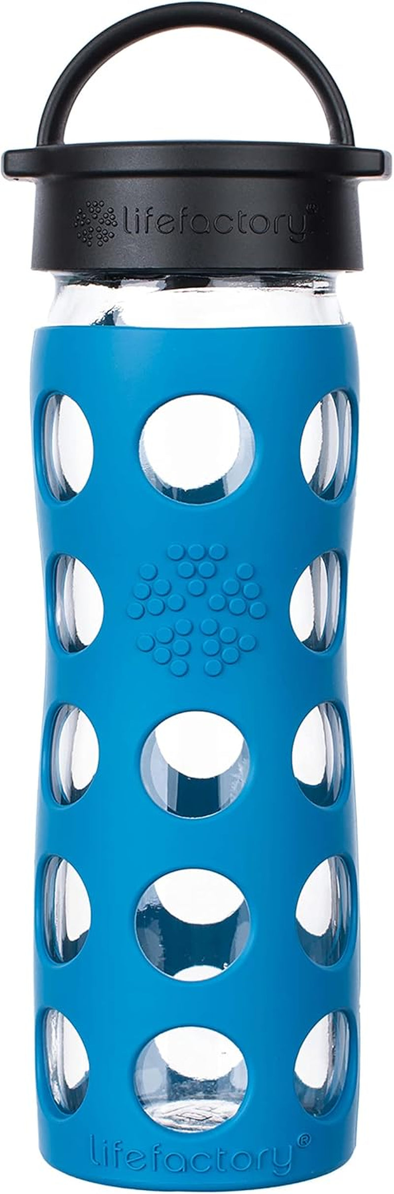 16-Ounce Bpa-Free Glass Water Bottle with Classic Cap and Protective Silicone Sleeve, Teal Lake - WORLD TIME VISITS