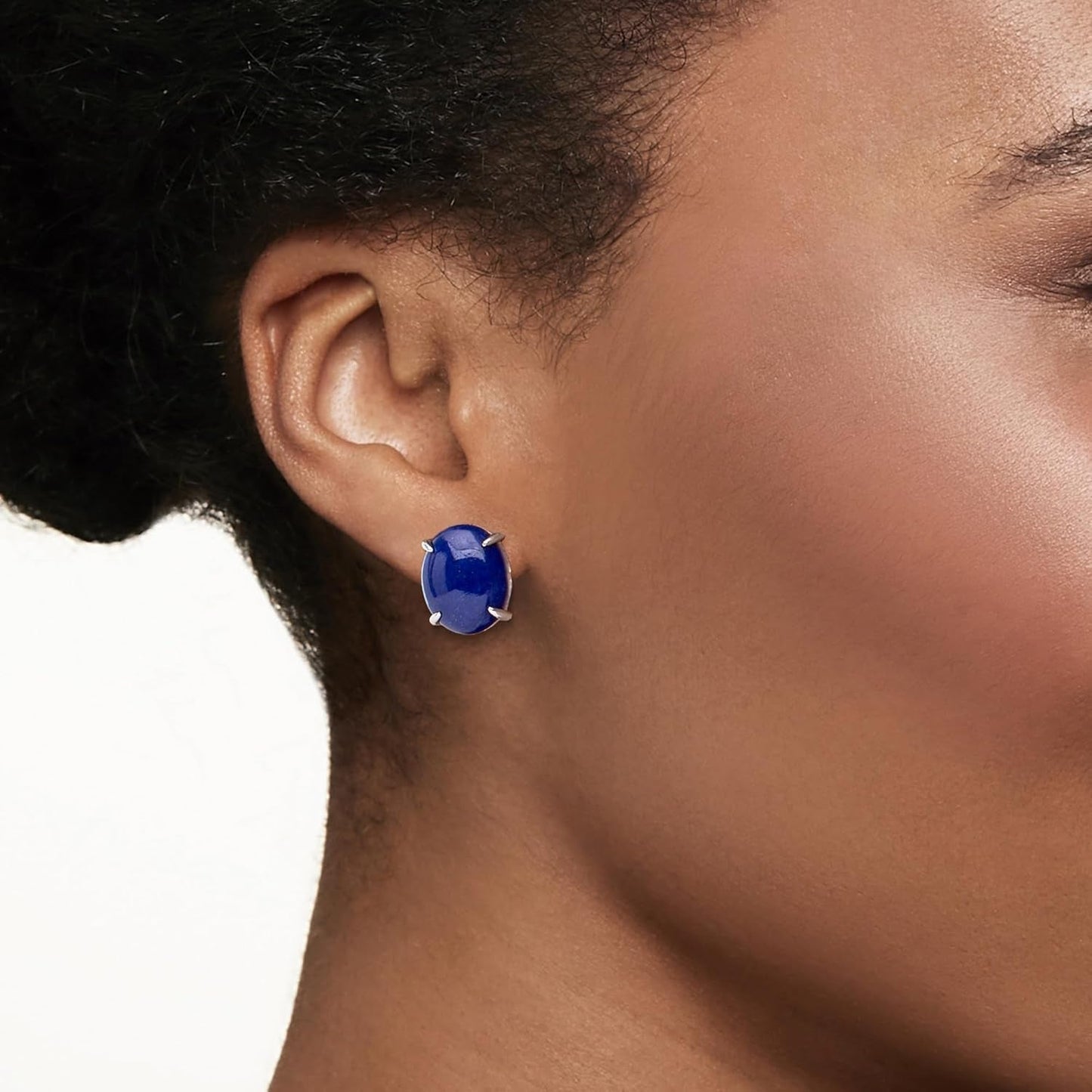 Lapis Stud Earrings in Sterling Silver