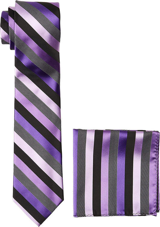 Men'S Microfiber Stripped Tie Set
