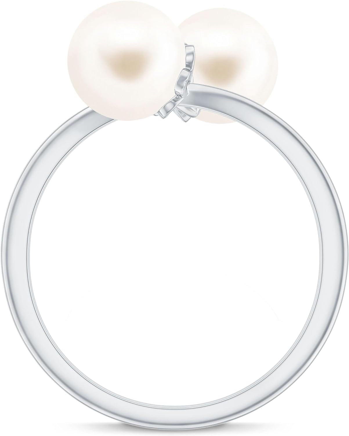 Real Freshwater Pearl Toi Et Moi Wrap Style Cocktail Ring, 7 MM, AAA Quality, June Birthstone Jewelry for Women
