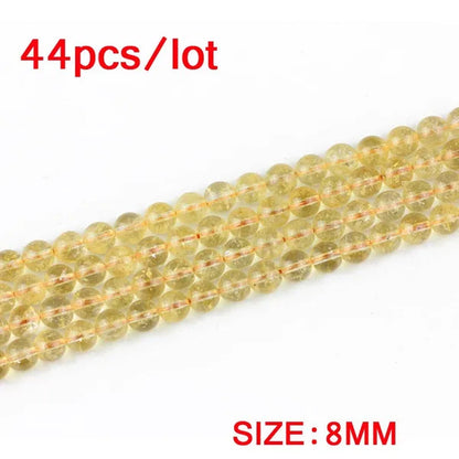 Citrine Beads Natural Crystal Stone Top Quality Yellow Creastly Round Loose Beads Ball 4/6/8/10/12MM Jewelry Bracelet Making DIY