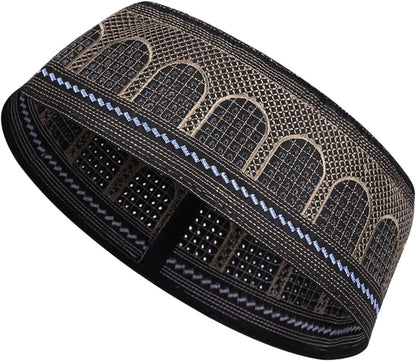 Men Muslim Prayer Kufi Hat Prayer Headwear Cap Islamic Beanie Skull Cap Embroidery Kofia Topi Sun Hat