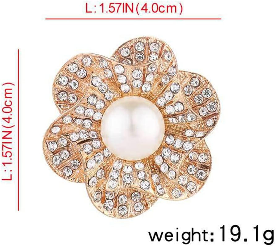 Chamvino 4PCS Pearl Rhinestone Brooch Flower Diamond Pin Wedding Jewelry Suit Collar Pin Silk Scarf Buckle Collar Pin Silk Scarf Buckle Double Use for Girls Women - WORLD TIME VISITS