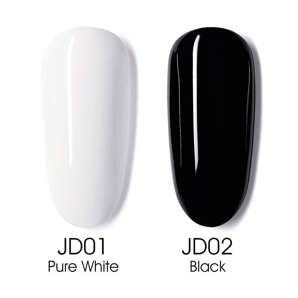 VENALISA 2Pcs 15Ml Black White Gel Nail Polish Kit, Nail Gel Polish Set Soak off UV LED Nail Art Starter Manicure Salon DIY at Home - WORLD TIME VISITS