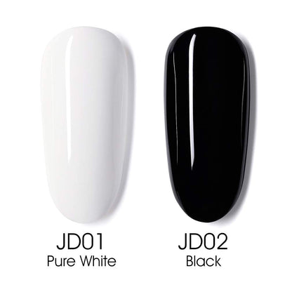 VENALISA 2Pcs 15Ml Black White Gel Nail Polish Kit, Nail Gel Polish Set Soak off UV LED Nail Art Starter Manicure Salon DIY at Home - WORLD TIME VISITS
