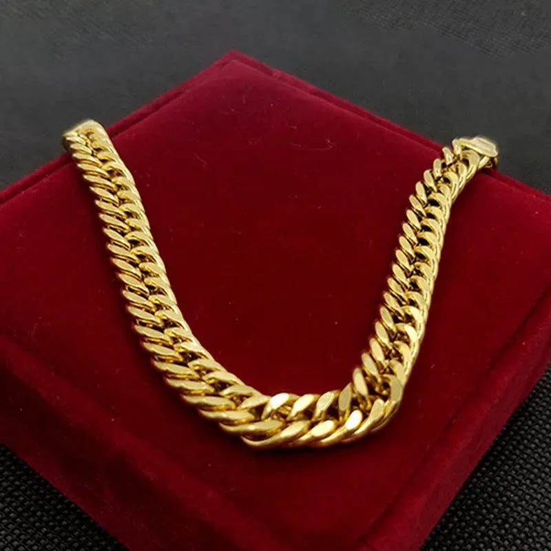 24K Solid Gold Twisted Pattern Bracelet Set Men's and Women's Bracelets Gold Jewelry