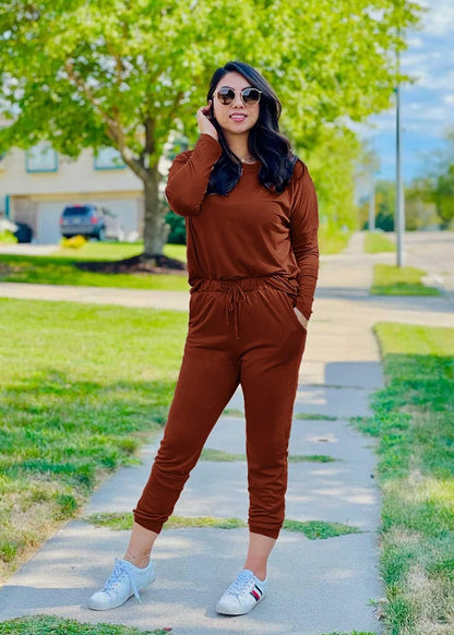 Women'S Fall 2 Piece Lounge Outfit Long Sleeve Crewneck Pullover Tops High Waisted Pants Set Tracksuit