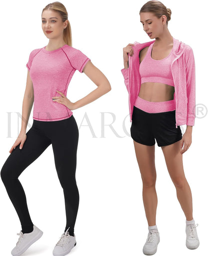 Workout Sets for Women 5 PCS Yoga Outfits Activewear Tracksuit Sets