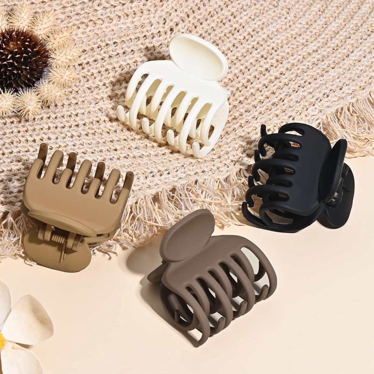 Double Row Teeth Hair Clips Small Claw Clips for Thin Hair 4 Pack 1.6" Medium Matte Non-Slip Short Hair Accessories for Women and Girls