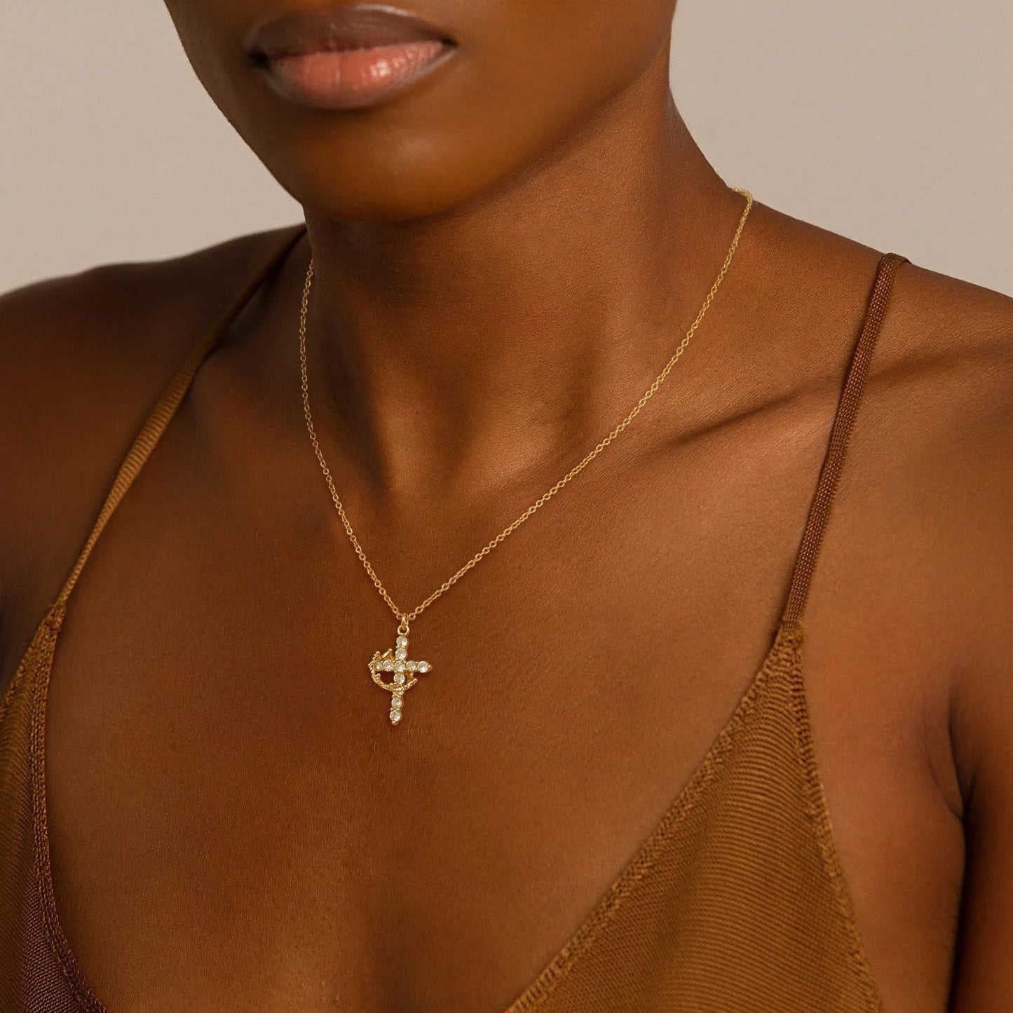 Christian Gift Stocking Stuffers Cross Necklace for Women-Dainty 14K Gold Plated/Silver Plated Pendant Necklaces Simple Cute Tiny Necklace Jewelry for Women