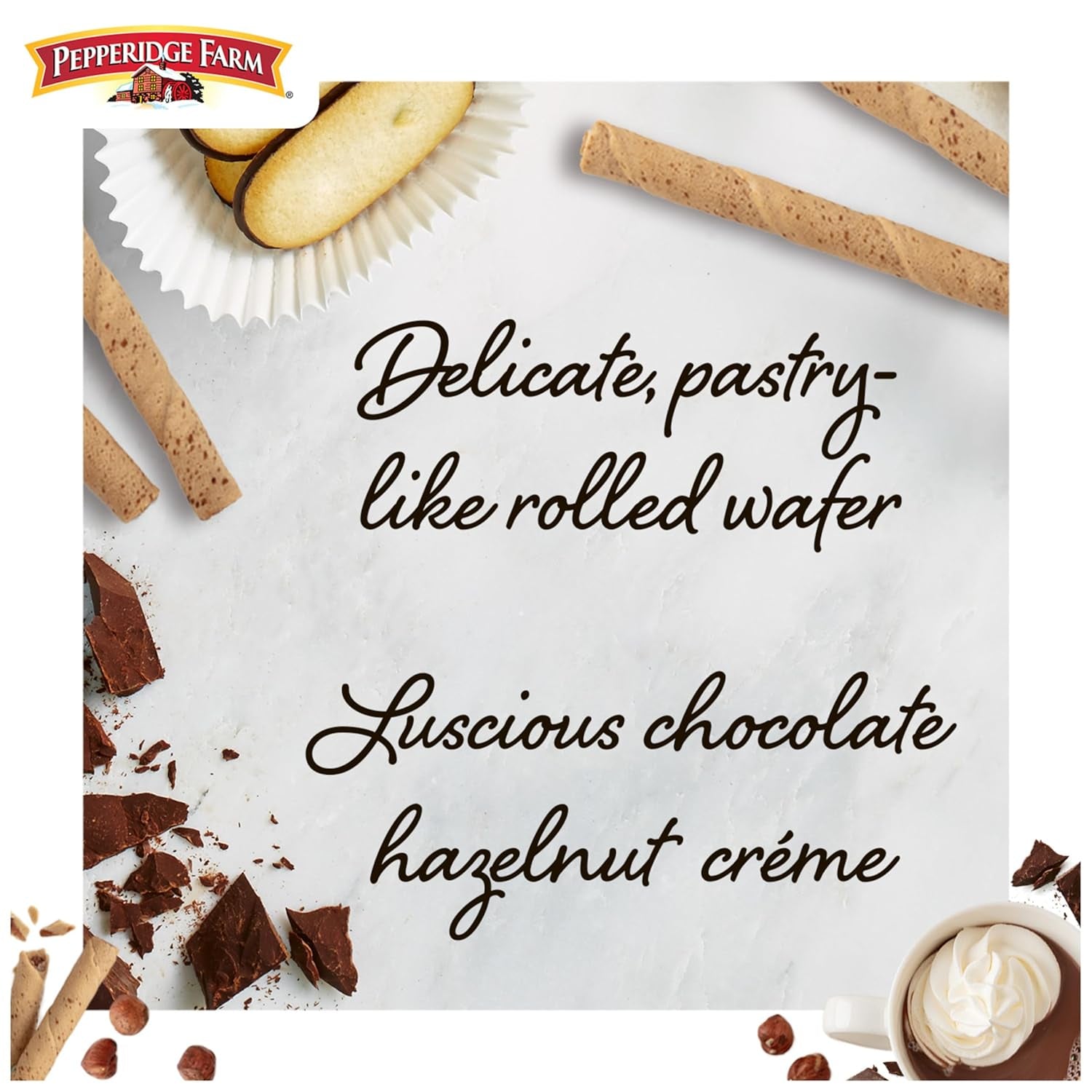 Pirouette Cookies, Chocolate Hazelnut Créme Filled Wafers, 13.5 Oz Tin - WORLD TIME VISITS