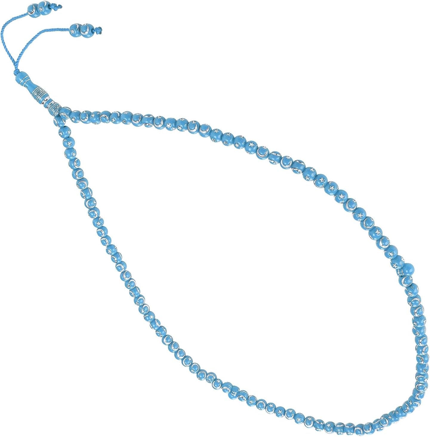 Islamic Prayer Beads, Muslim Rosary Beads 99 Grains Resin Gilding Religious Article Islam Prayer Rosary Beads Islamic[Blue] Necklaces