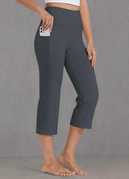 Women'S Yoga Capris Pants High Waist Leggings Crop Athletic Exercise Workout Capris Straight Leg 21"
