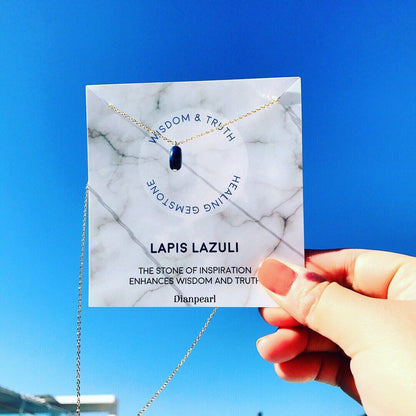 [Premium Gemstone] Lapis Lazuli Necklace, Best Friend Necklace, Gemstone Necklace, Friendship Necklace, Gold Dainty Necklace, February Birthstone, Natural Stone, Healing Crystal, Lapis Lazuli