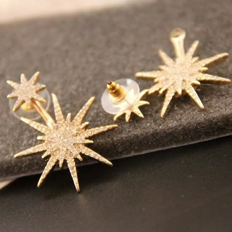 Sparkling Hexagram Snowflake White Sapphire Fission Stud Earrings Charms Bride Jewelry Christmas Gifts