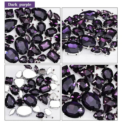50PCS Mix Size Gold Champagne Glass Rhinestones for Clothing Loose Flatback Dress Stones Decorative Crystal Sew on Rhinestones