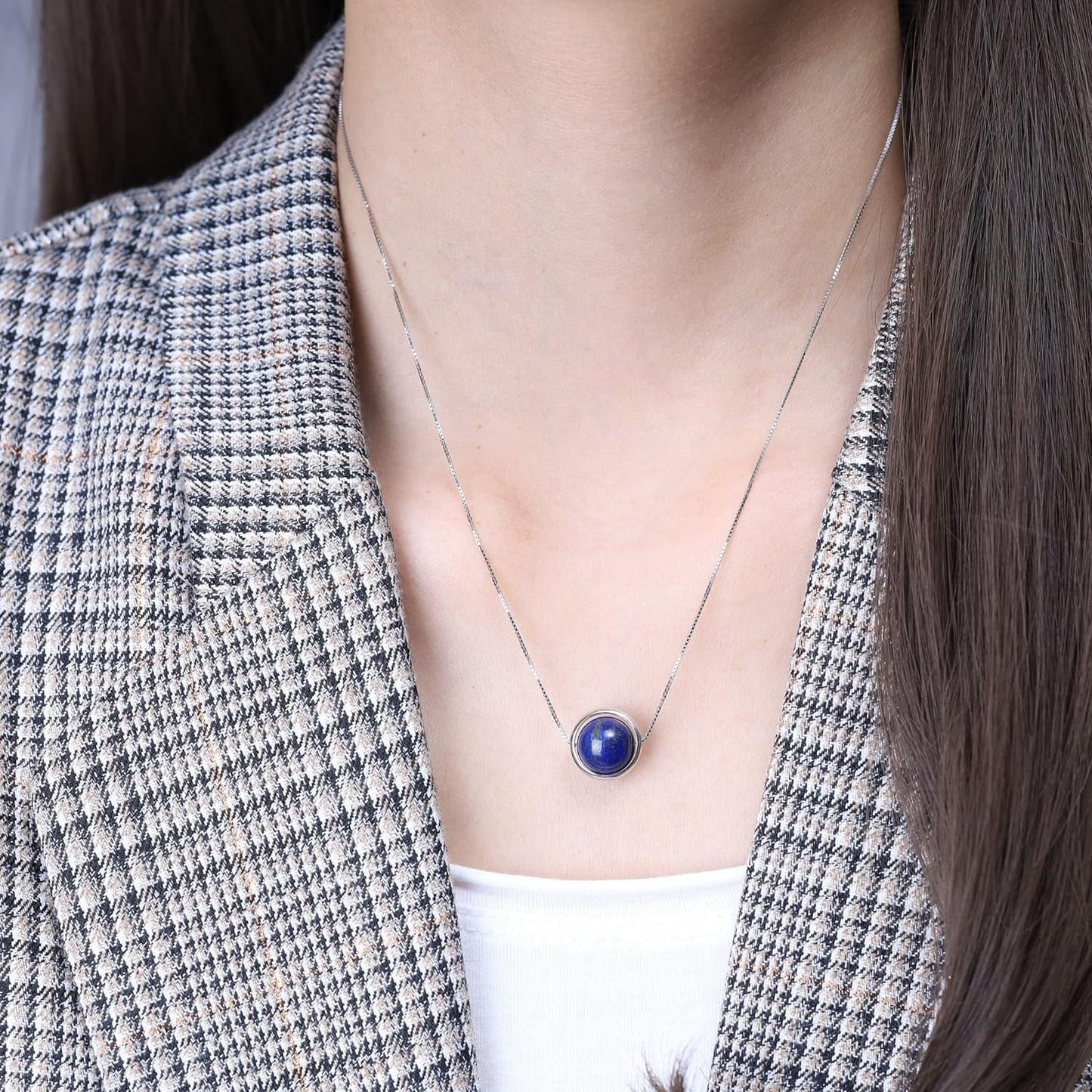 925 Sterling Silver Chain Simple Healing Crystal Necklace