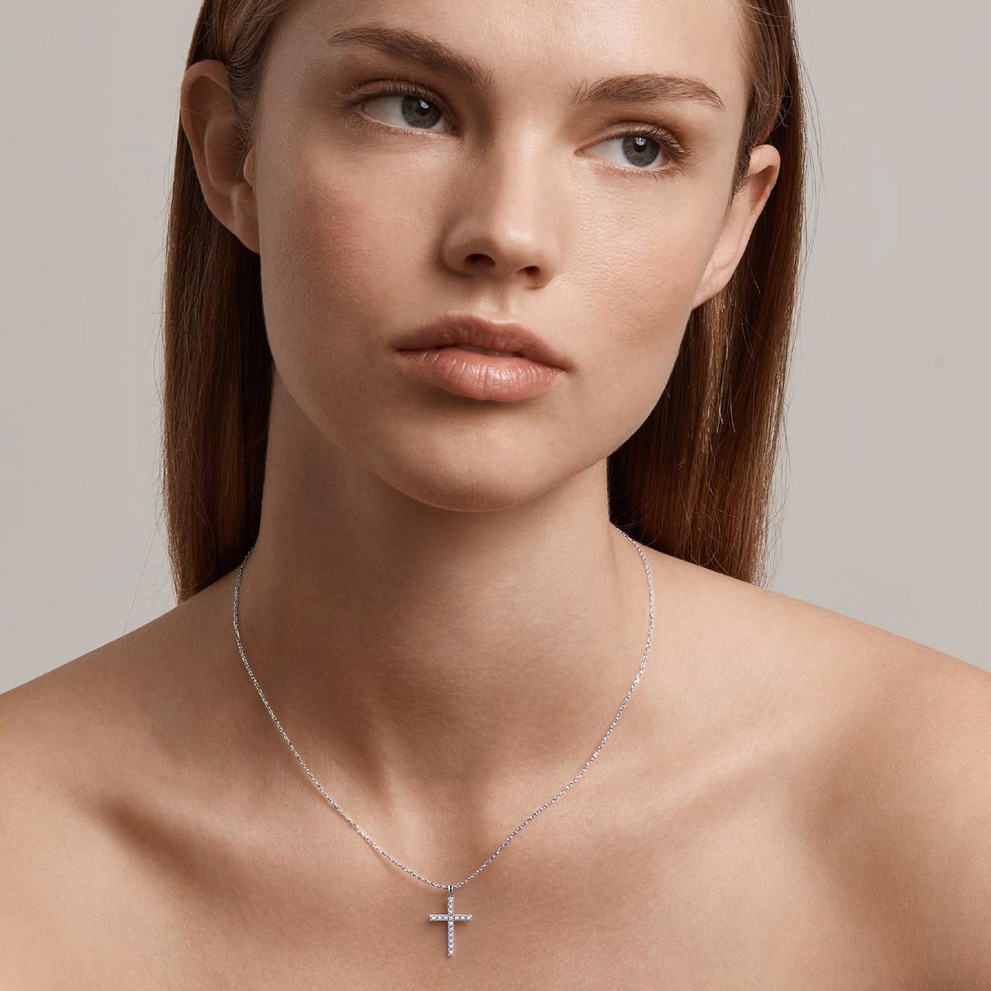 Moissanite Cross Necklaces, D Color VVS1 S925 Sterling Silver, Moissanite Cross Pendant, Wedding Anniversary Christian Jewelry Valentines Gifts