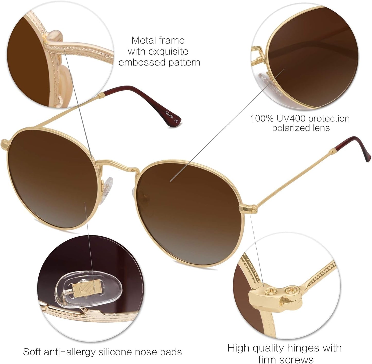 Small round Polarized Sunglasses for Women Men Classic Vintage Retro Shades UV400