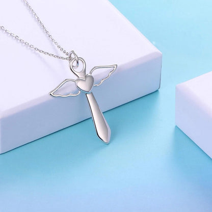 Guardian Angel Wings Cross Necklace Stainless Steel Cross Necklace Jewelry Gifts for Women Teen Girls