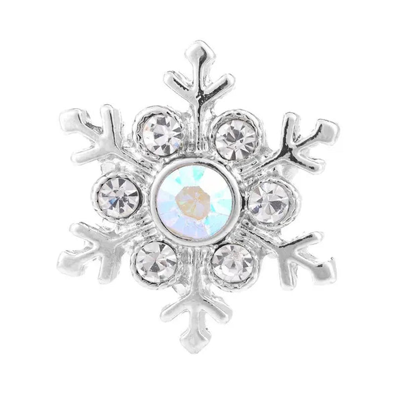 2PCS High Quality Snap Jewelry Lmitation Metal Multicolored Snowflakes Crystal Diamond 18MM 20MM Snap Buttons Fit Snap Bracelet Bangles Neckalces for Women Men