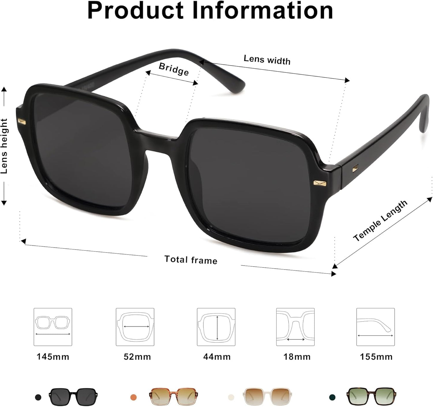 Retro Square Polarized Sunglasses for Women Men Classic Trendy Sunnies SJ2226