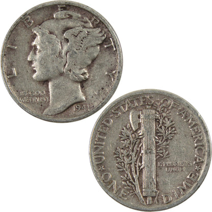 1941 Mercury Dime AG about Good 90% Silver 10C Coin Master Coins