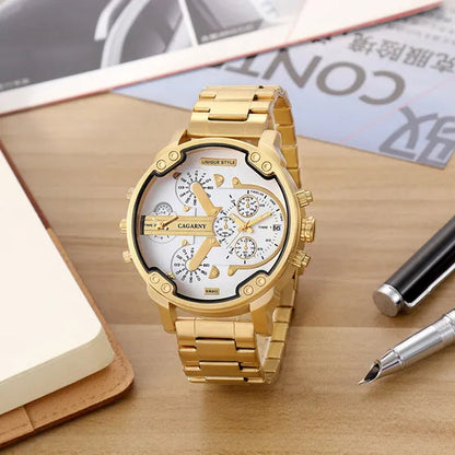 CAGARNY Brand Design Watch Man Fashion Luxury Gold Steel Bracelet Strap Quartz Wristwatches Business Male Gifts Watches NATATE