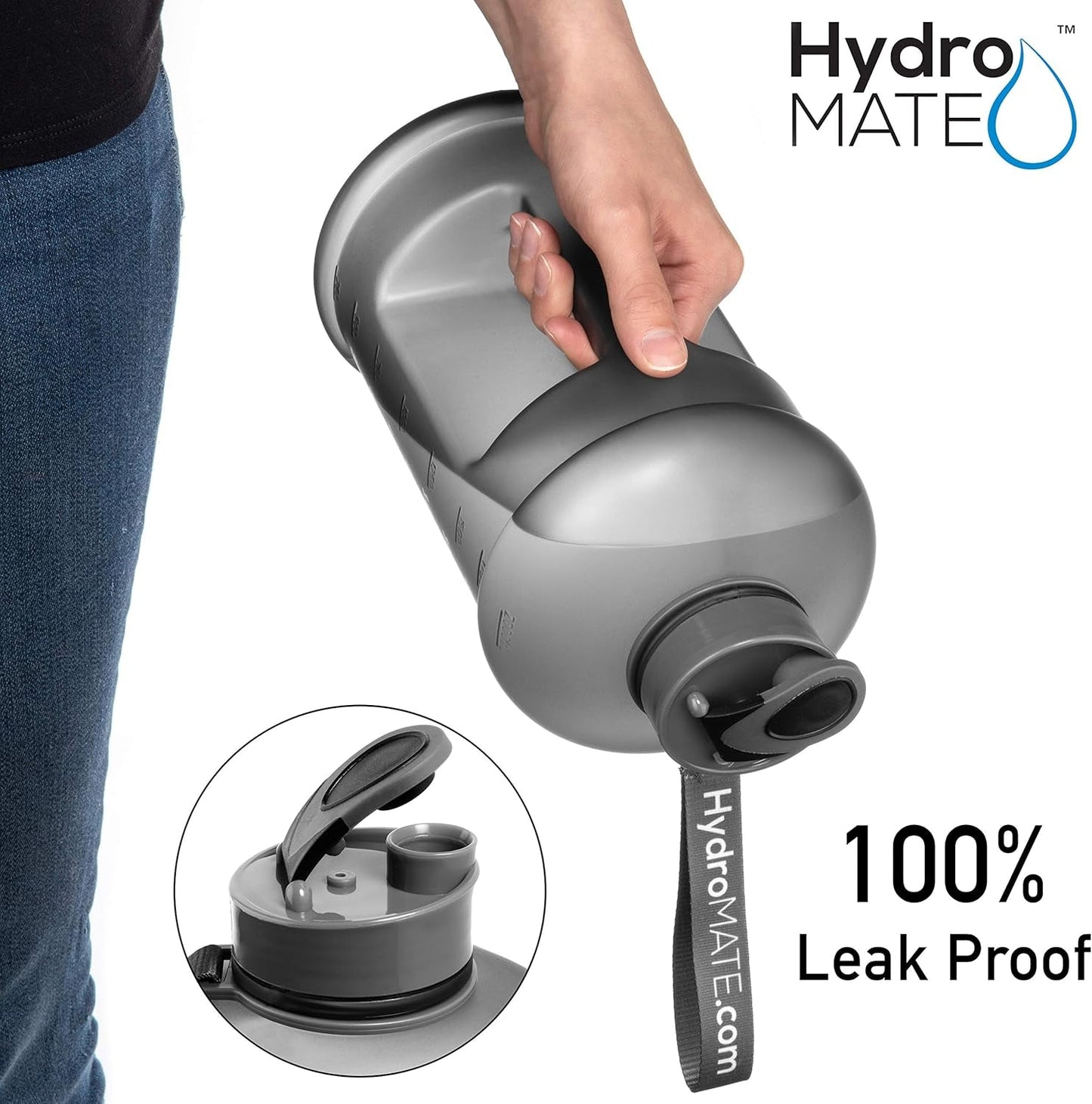 Half Gallon Water Bottle with Times to Drink BPA Free Leak Proof Reusable Jug with Handle 64 Oz