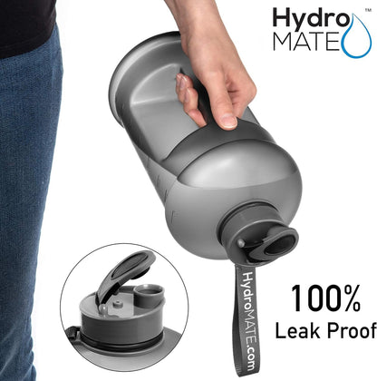 Half Gallon Water Bottle with Times to Drink BPA Free Leak Proof Reusable Jug with Handle 64 Oz