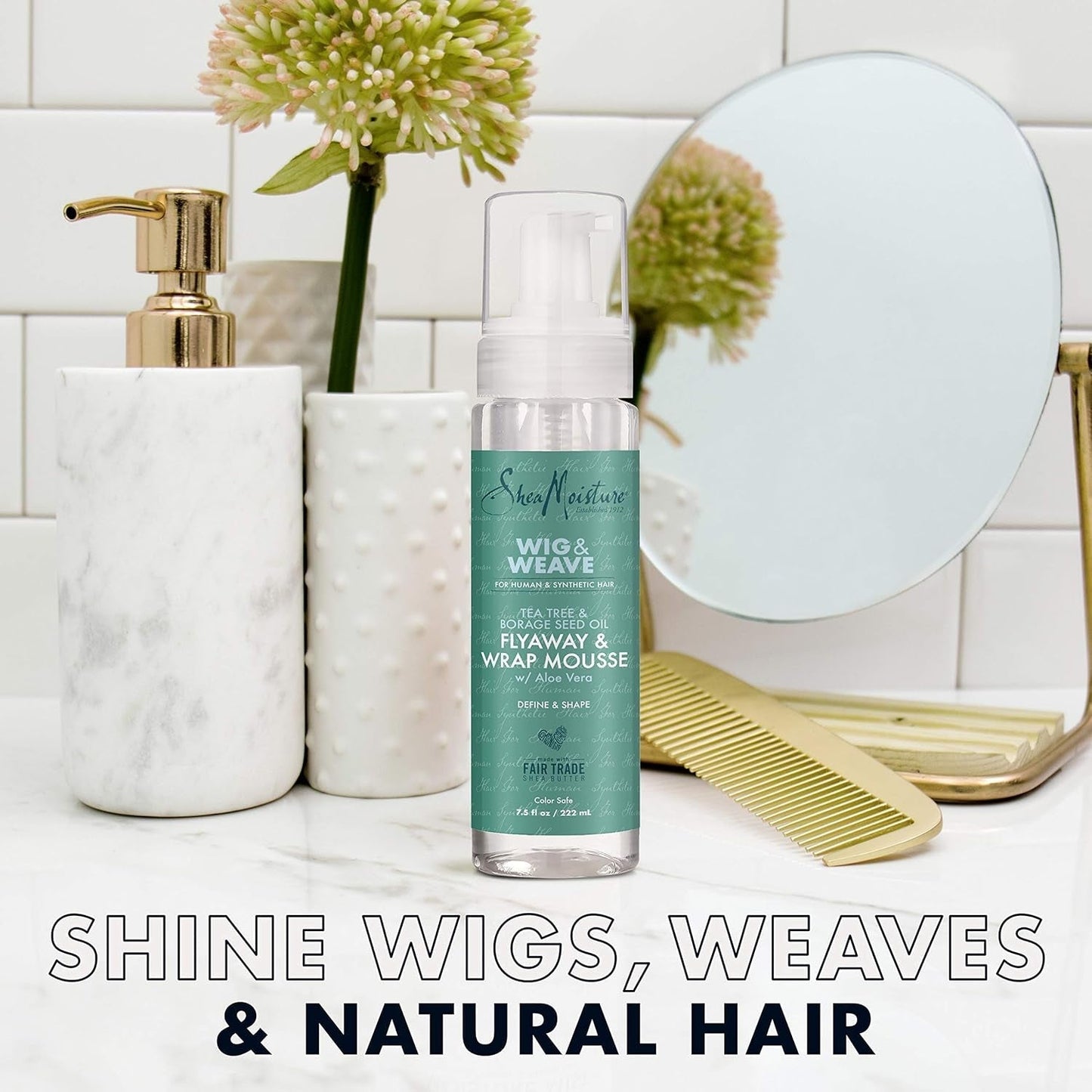 Mousse for Curly Hair, Wig or Weave, Tea Tree and Borage Seed Oil, Paraben-Free Styling Mousse, 7.5 Ounce