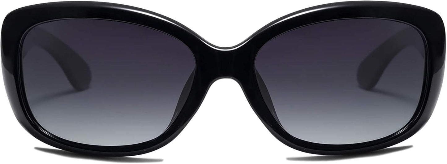 Vintage Square Sunglasses for Women Polarized UV Protection Havana Frame