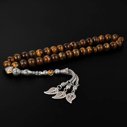 Tasbih Prayer Beads Tiger Eye Stone (33 Beads - 10 Mm) - Muslim Rosary - Masbaha Finger Counter - Zikr, Dhikr Subha - Chapelet - Tasbeeh - Islamic Misbaha - Handmade Sibha - Ramadan Gift