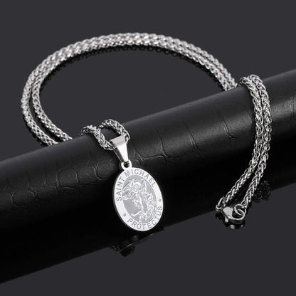 Saint Christopher/Joseph/Anthony/Jude/Michael Necklace Medal for Men Boys，St Christopher Pendant Medallion with Chain 24 Inches