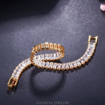 Gloriya Brand Gorgeous Top Grade Jewelry Sparkly CZ Crystal  Elegant Tennis Bracelet for Brides Wedding Party Gift