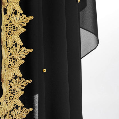 Muslim Dress for Women Loose Batwing Sleeved Hooded Beaded Embroidery Long Abaya Dress Kaftan Abayas Islamic Robe