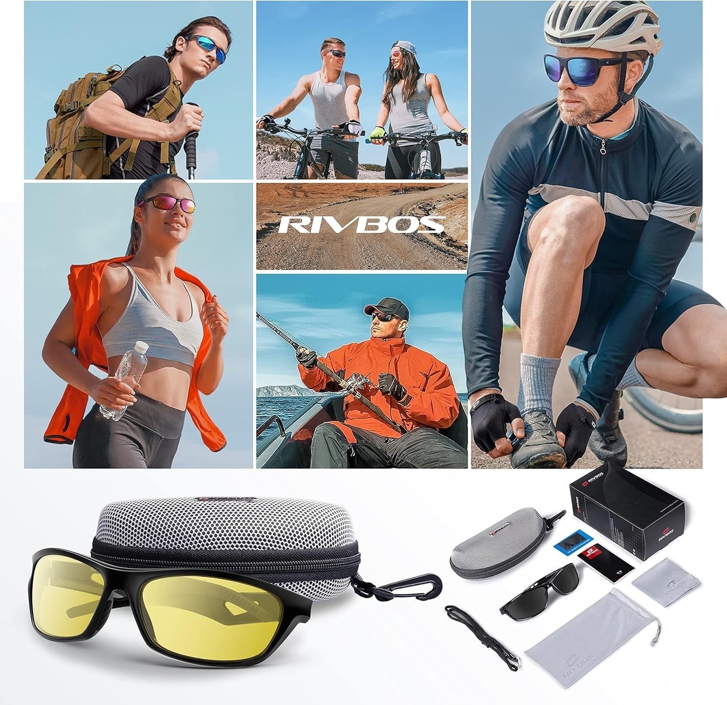Polarized Sports Sunglasses Driving Sun Glasses Shades for Men Women Tr90 Frame for Cycling Fishing Running RB831