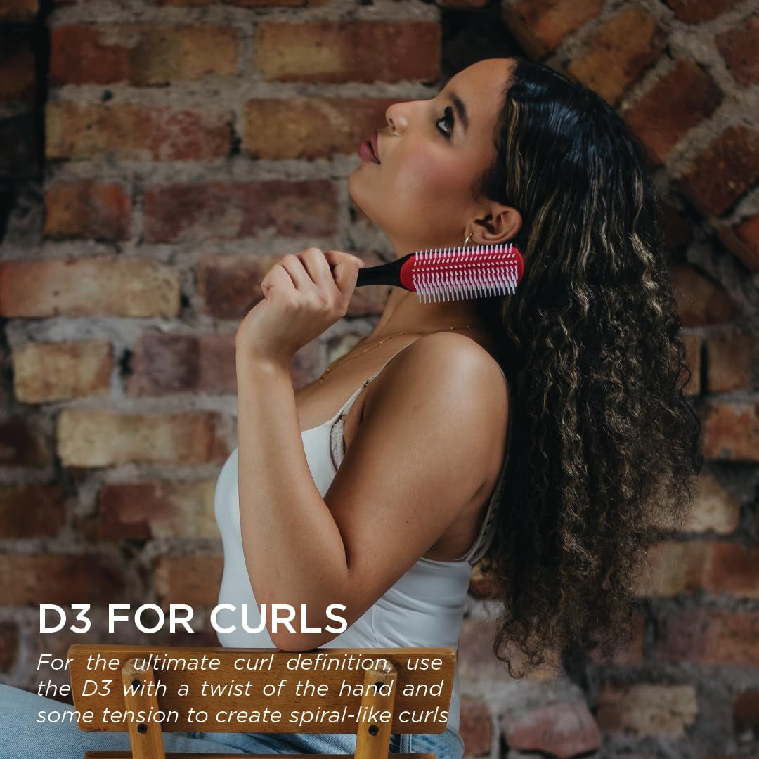 Curly Hair Brush D3, 7 Row Styling Brush for Detangling, Separating, Shaping and Defining Curls - for Women and Men