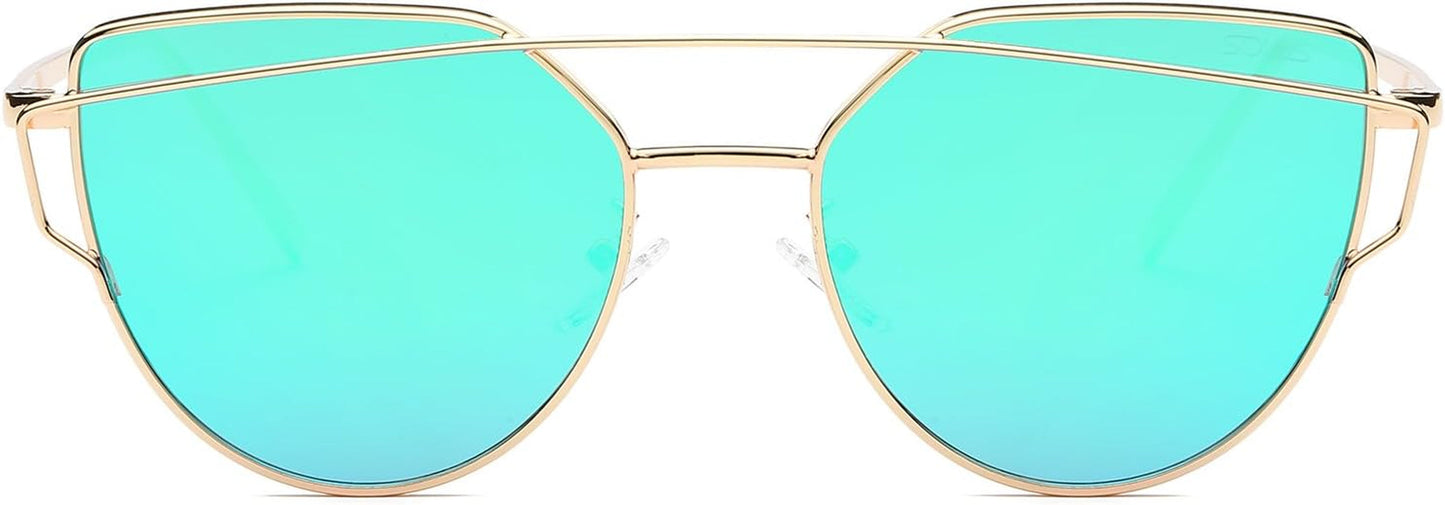 Cat Eye Sunglasses for Women Fashion Designer Style Mirrored Lenses