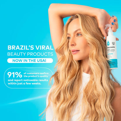 Brazilian Healthy Leave in Conditioner | Detangler Spray | Anti-Frizz Spray | 24+ Hour Protection from UV, Heat, & Frizz | Reduces Breakage | Vegan Hair Treatment for All Hair Types 8.4 Oz