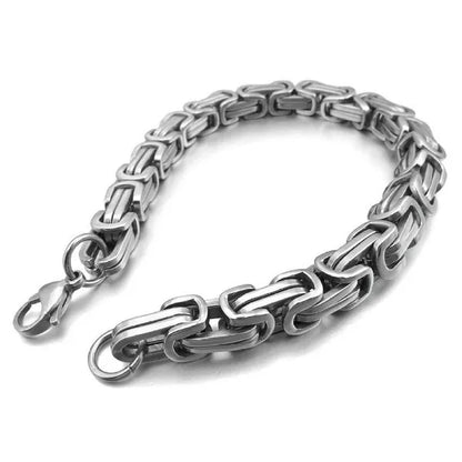 Men's 8mm Stainless Steel Bracelet Wrist Link Silver Tone Byzantine  8"