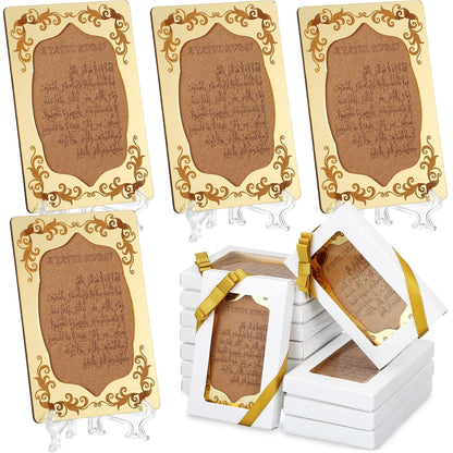 12 Pcs Eid Gifts for Women Ayatul Kursi Islamic Party Favors Gifts Ramadan Muslim Wedding Table Art Room Party Decoration with Clear Stand and Gift Boxes(Wood)