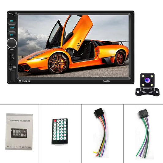 7"Touch Screen 2Din Car Multimedia Player Audio Stereo Support Bluetooth Mirror Link Rear View Camera Built-In Car DVR System with Optional Camera