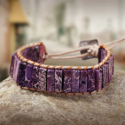 Bohemian Bracelet Tube Natural Emperor Stone Beaded Leather Wrap Chakra Bangles&Bracelets Couples Jewelry the Best Friend Gifts