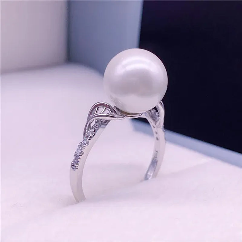 925 sterling silver natural south sea gold pearl powder seawater pearl ring diamond pearl ring round open ring